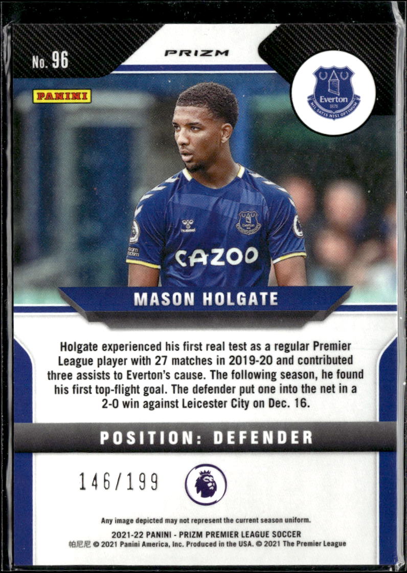 Mason Holgate 2021 Panini Prizm Premier League Blue /199 Everton