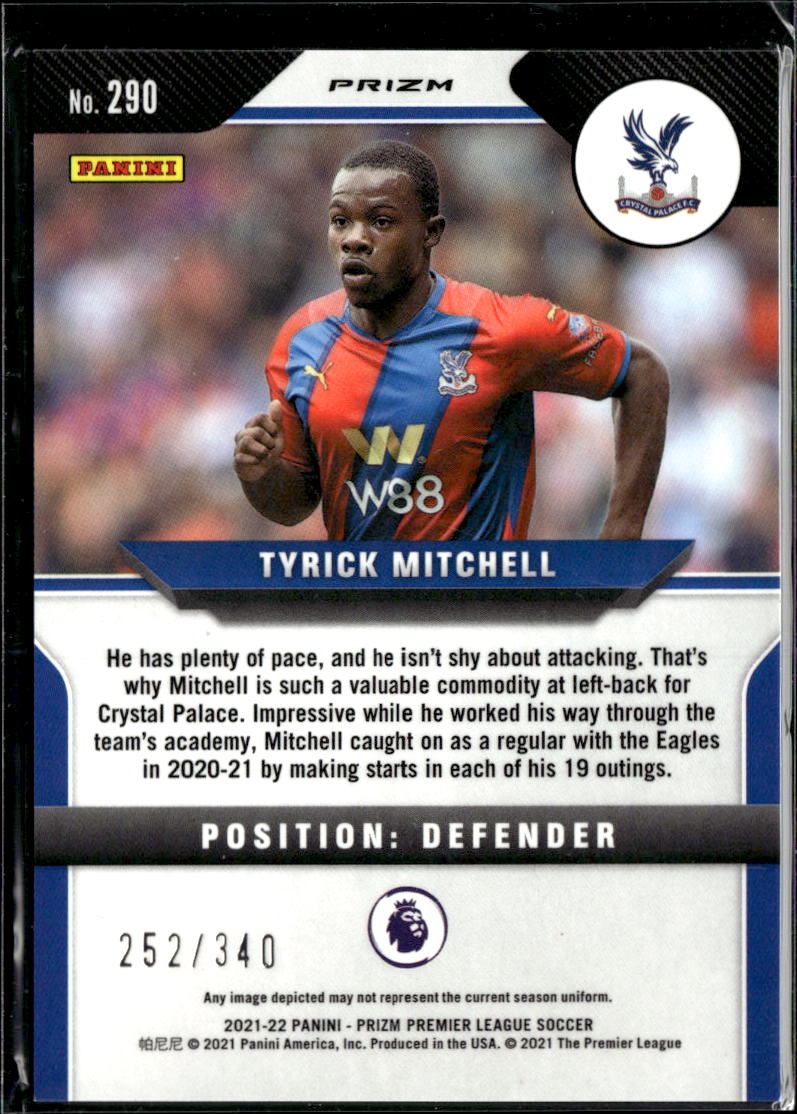 Tyrick Mitchell 2021 Panini Prizm Premier League Soccer Blue /340 Crystal Palace