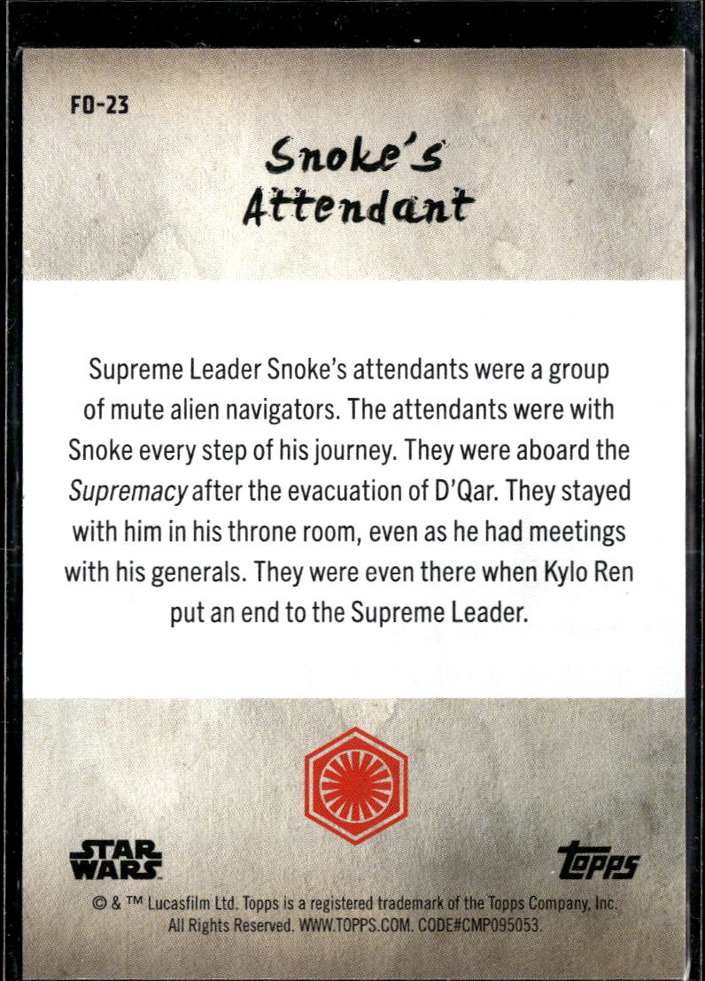 Snoke's Attendant Topps Star Wars Meiyo Black 3/75 #FO-23