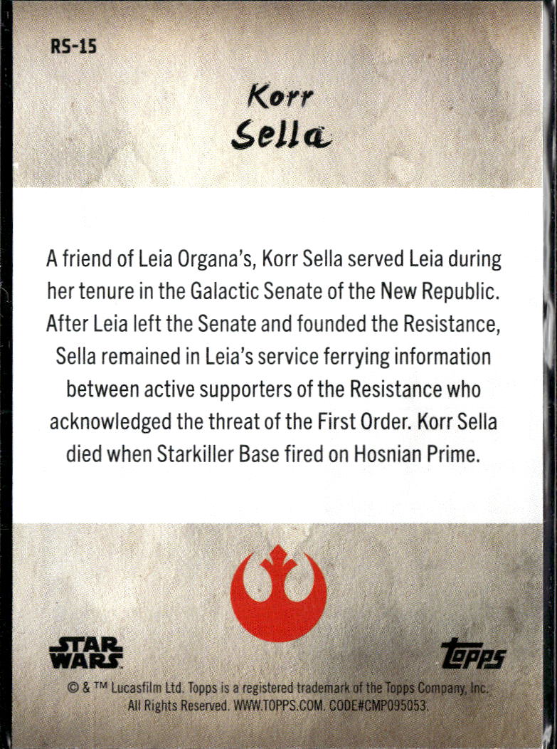 Korr Sella Topps Star Wars Meiyo Purple 48/99 #RS-15