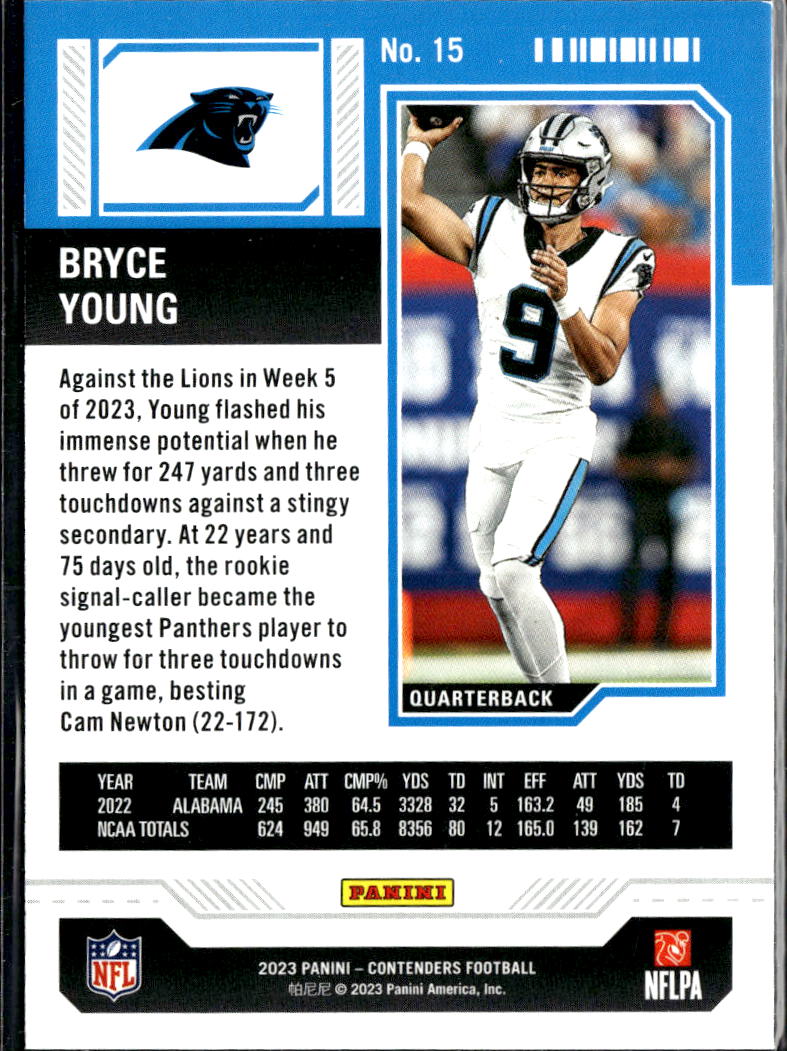 Bryce Young 2023 Contenders Holo Rookie RC Carolina Panthers