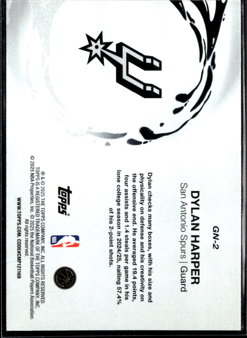 Dylan Harper 2025 Topps Generation Now Rookie RC San Antonio Spurs