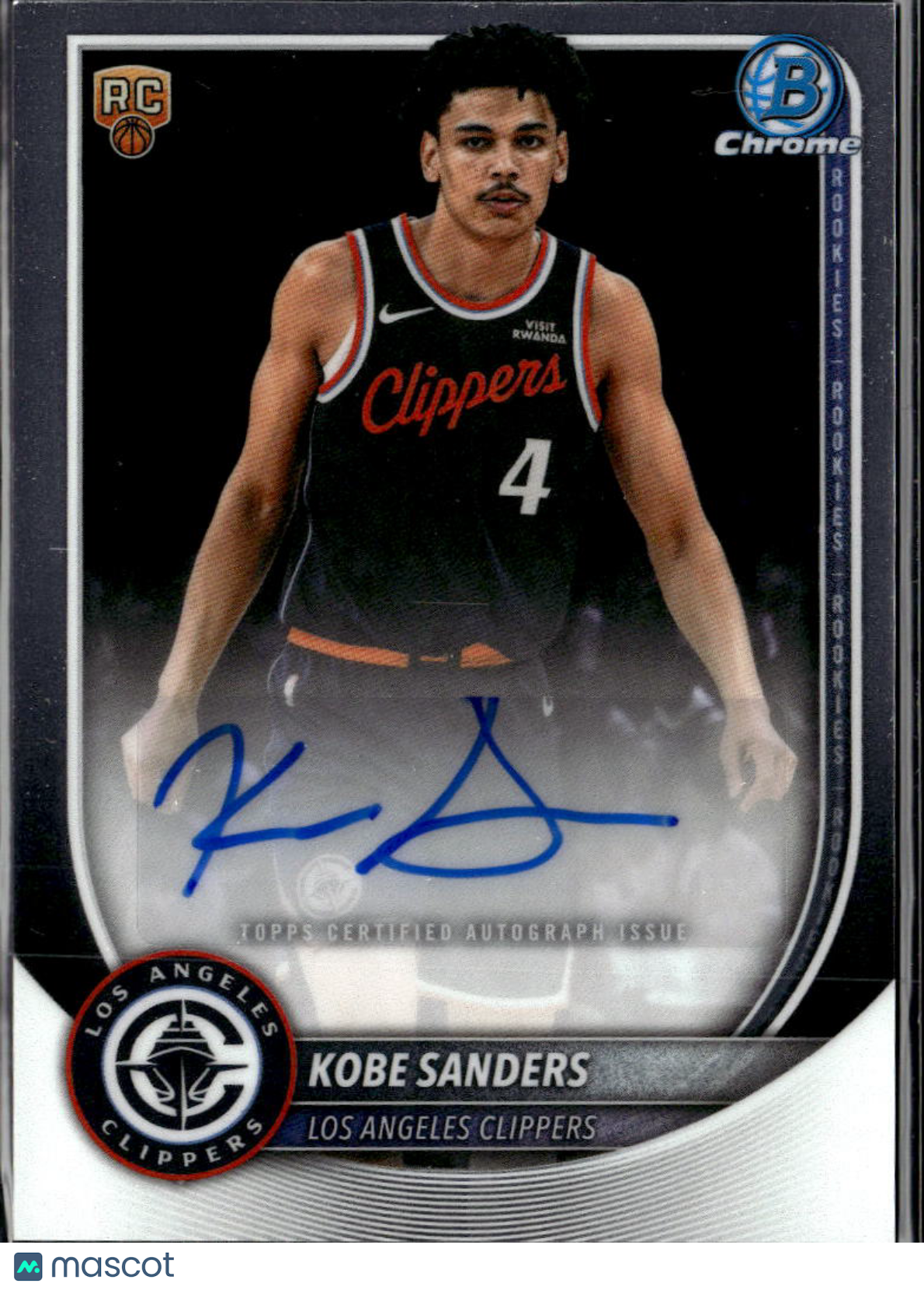 Kobe Sanders 2025 Bowman Chrome Auto Autograph RC Los Angeles Clippers