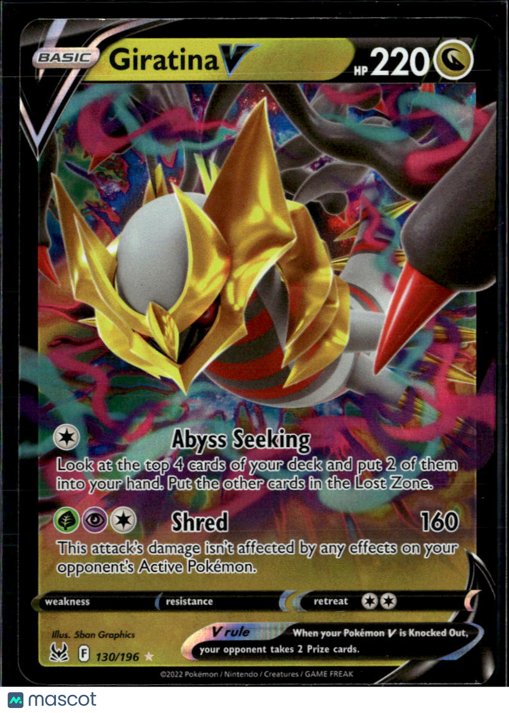 Giratina V 2022 Lost Origin Holo Rare #130/196