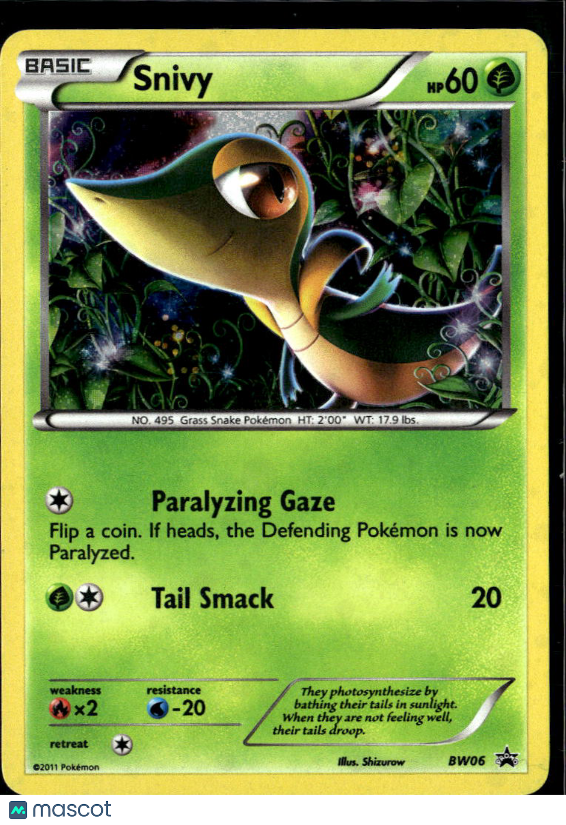 Snivy 2011 Black & White Holo Black Star Promo #BW06