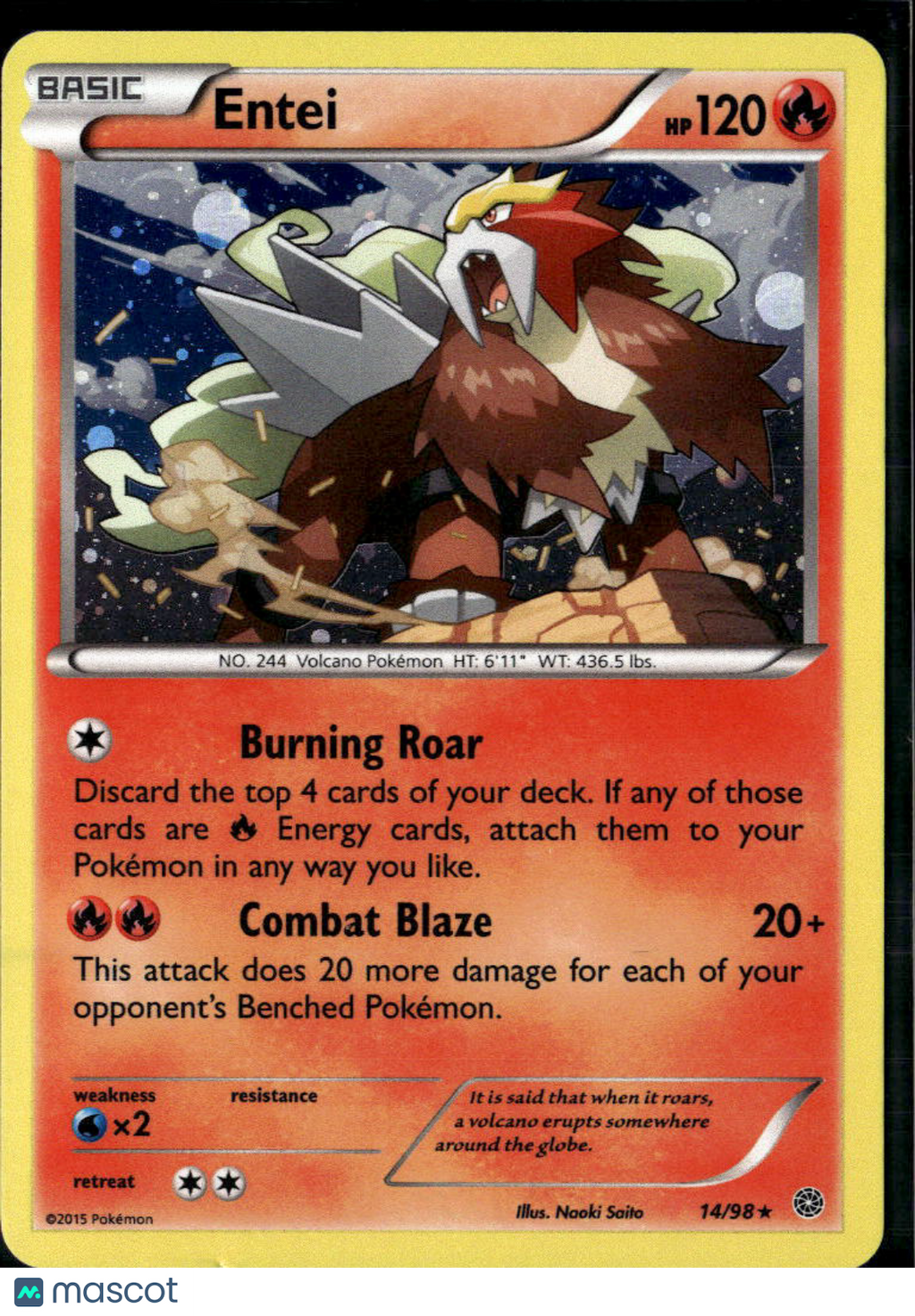 Entei 2015 Ancient Origins Holo Rare #14/98