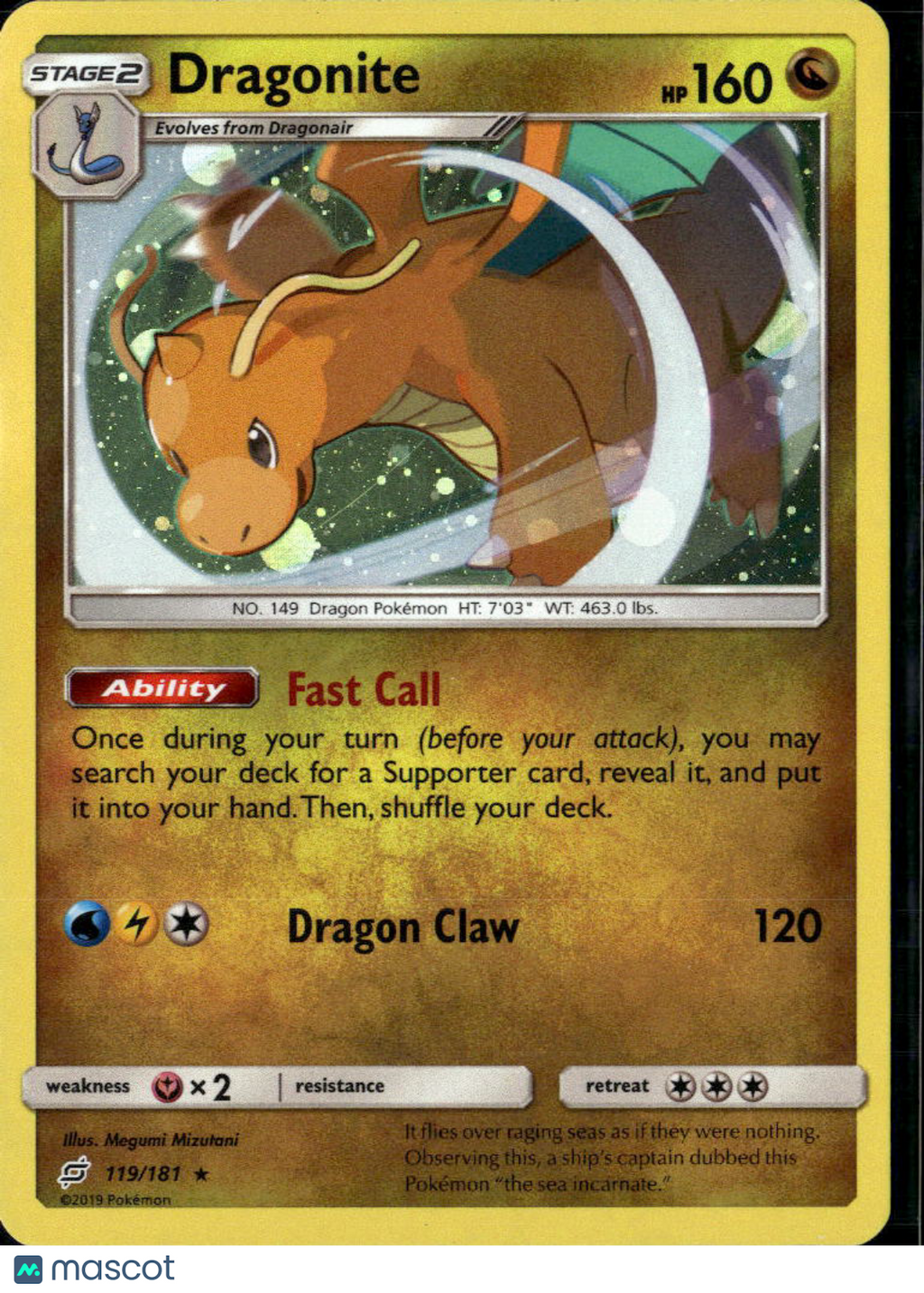 Dragonite 2019 Team Up Holo Rare #119/181