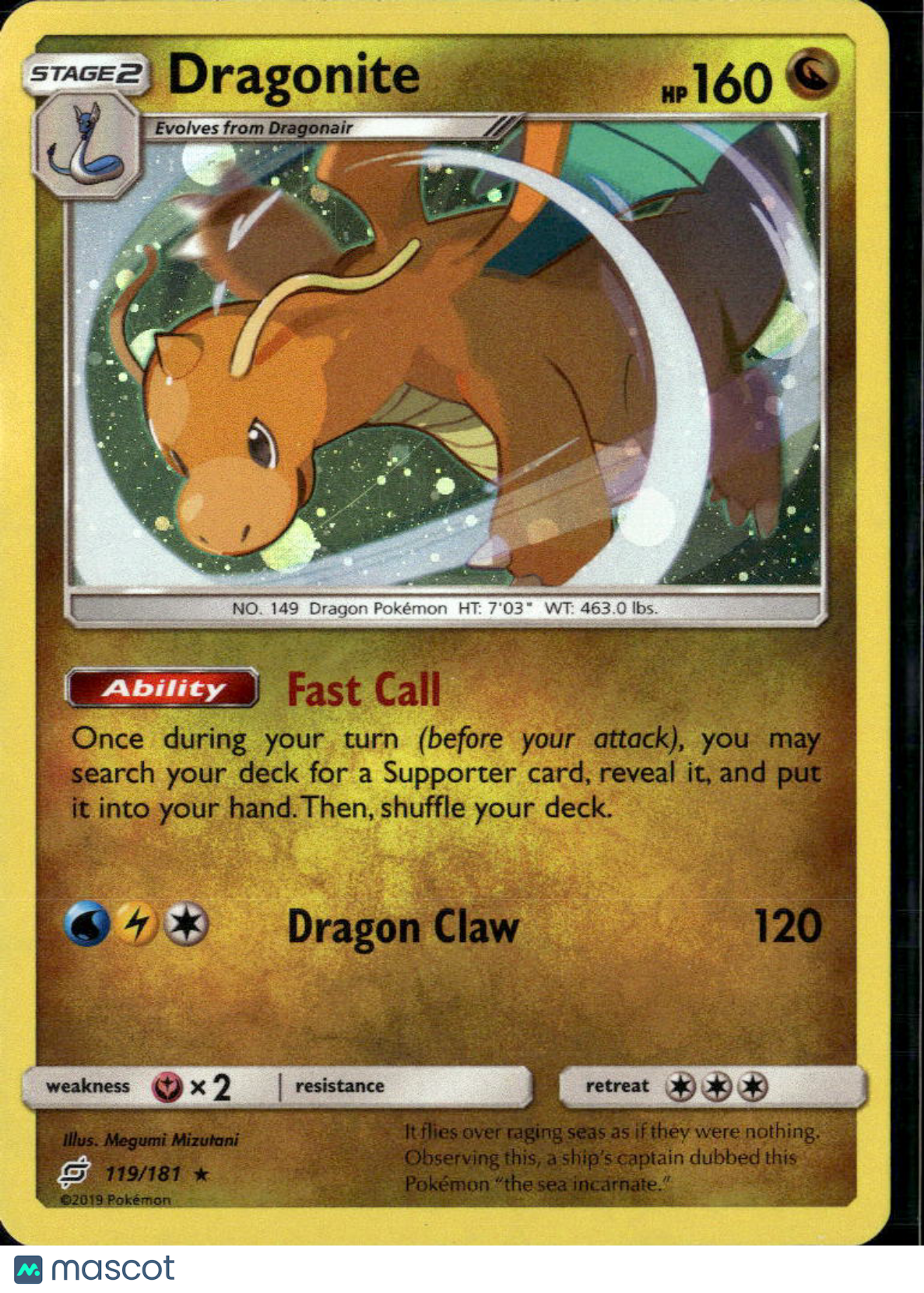 Dragonite 2019 Team Up Holo Rare #119/181