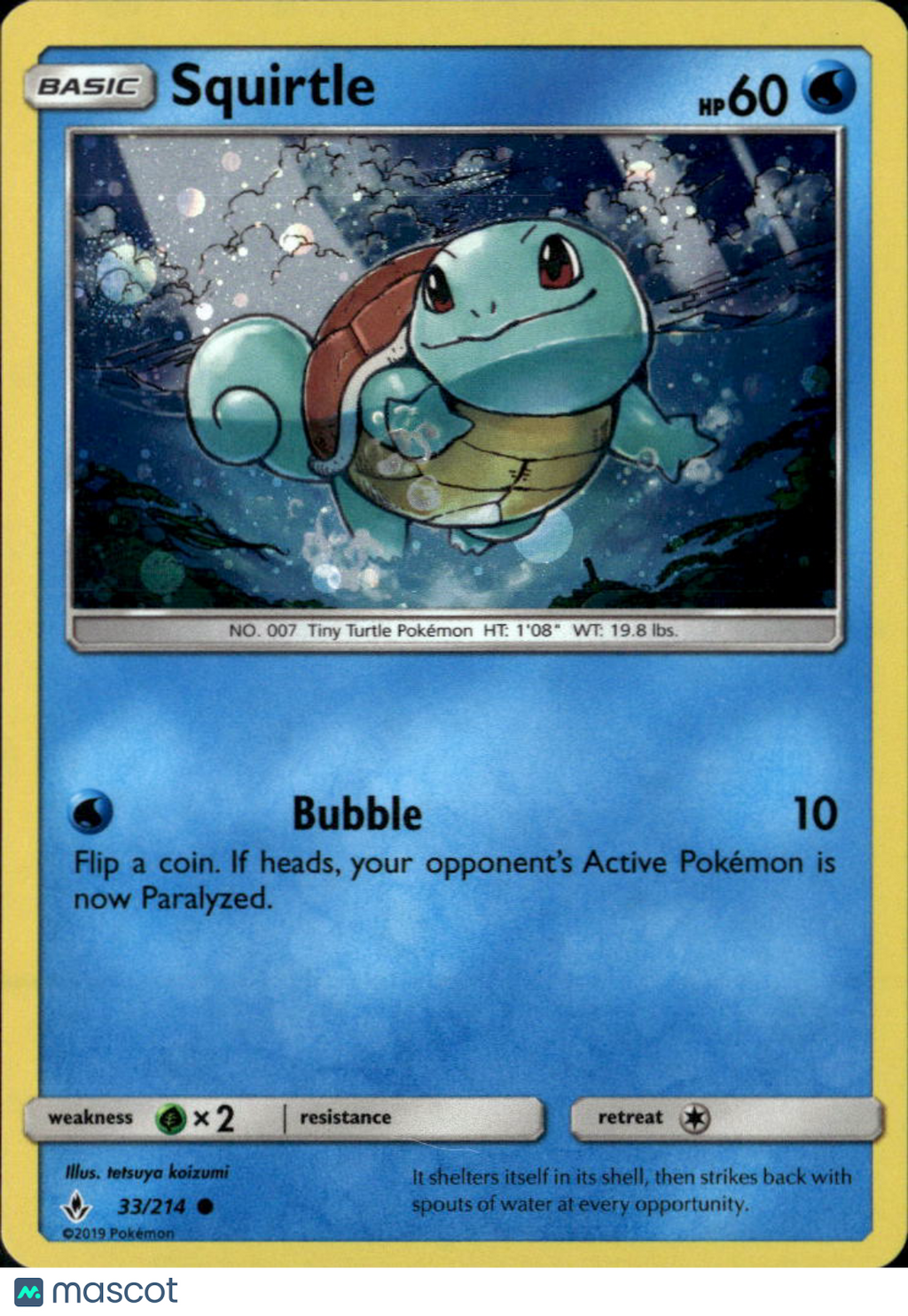 Squirtle 2019 Unbroken Bonds Holo #33/214