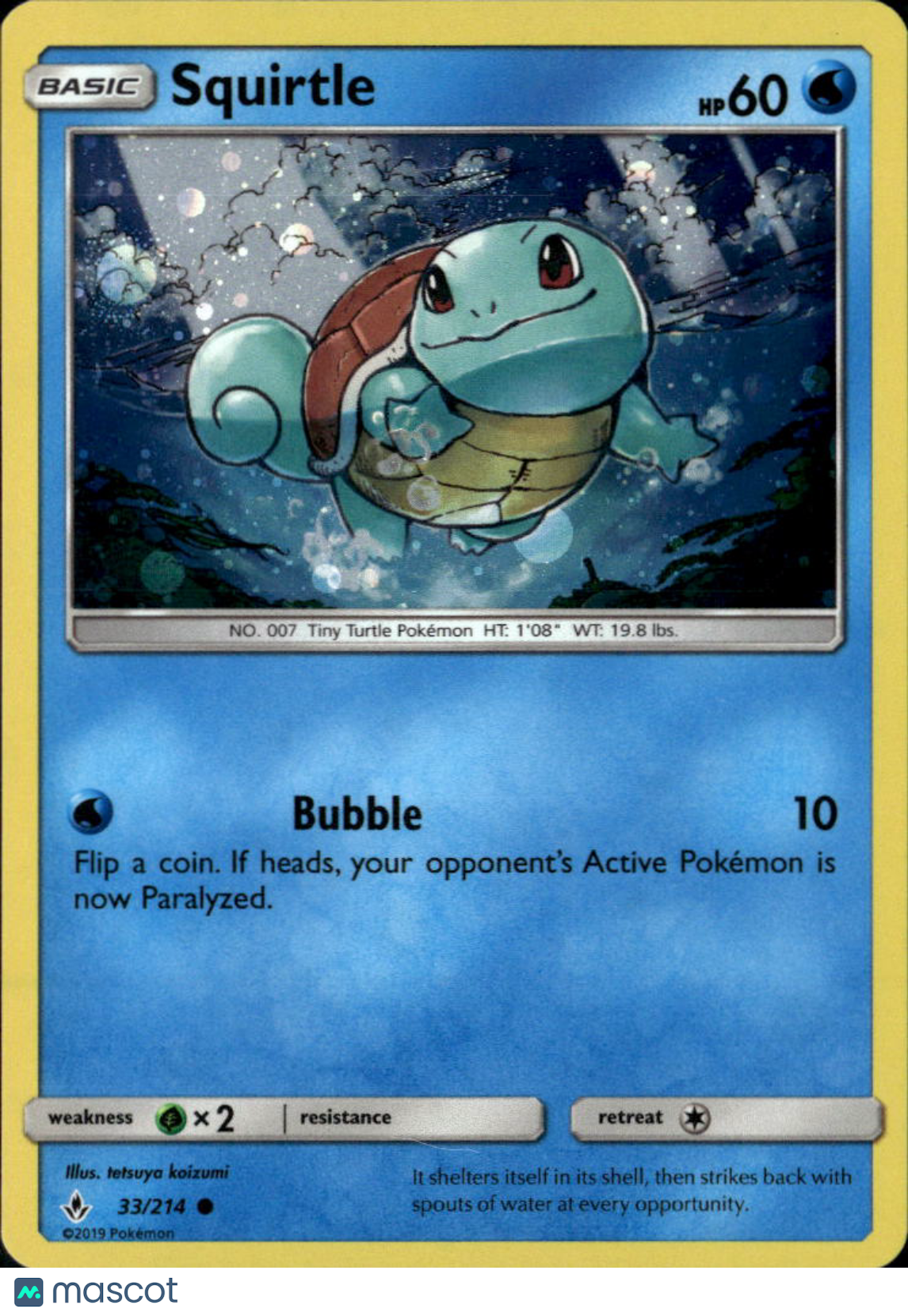 Squirtle 2019 Unbroken Bonds Holo #33/214