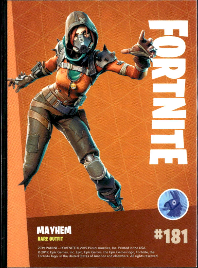 2019 Panini Fortnite #181 Mayhem Rare outfit