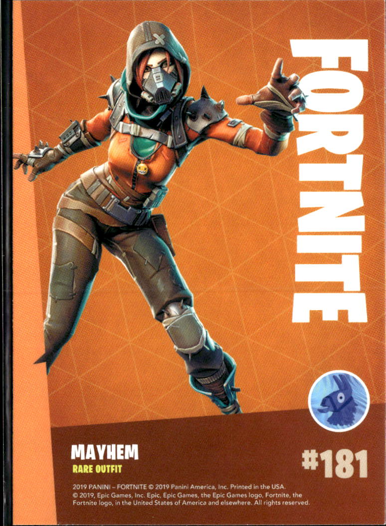 2019 Panini Fortnite #181 Mayhem rare outfit