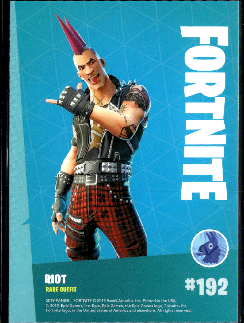 2019 Panini Fortnite #192 Riot rare outfit