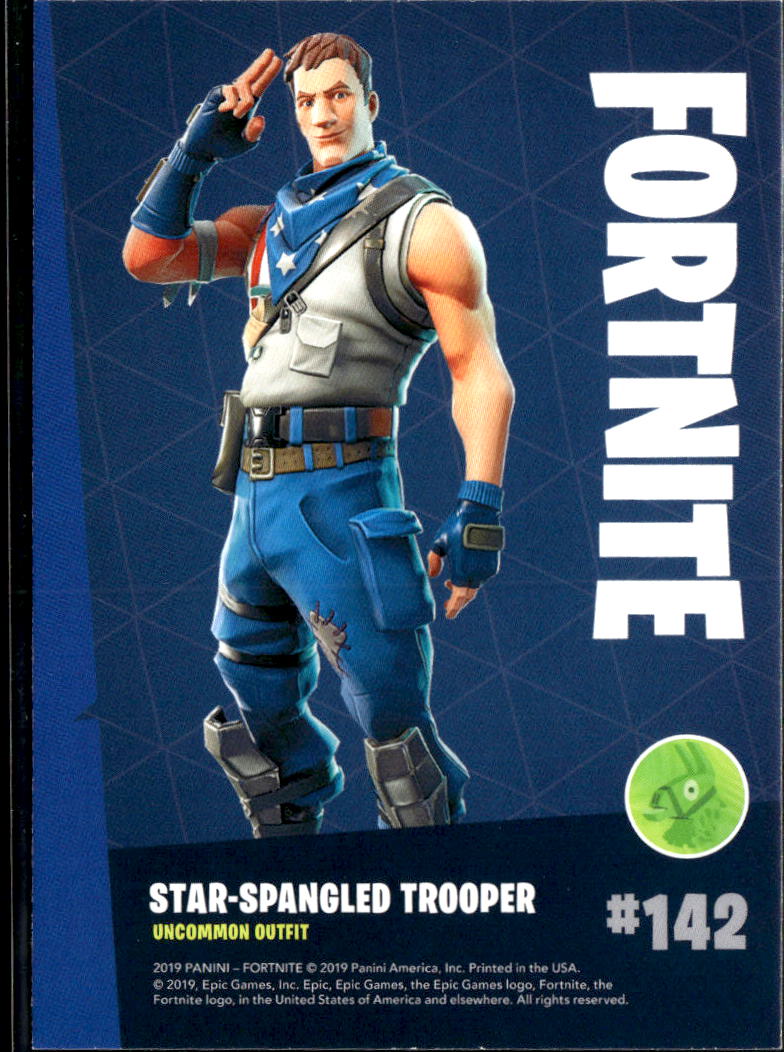 2019 Panini Fortnite #142 Star spangled trooper uncommon outfit