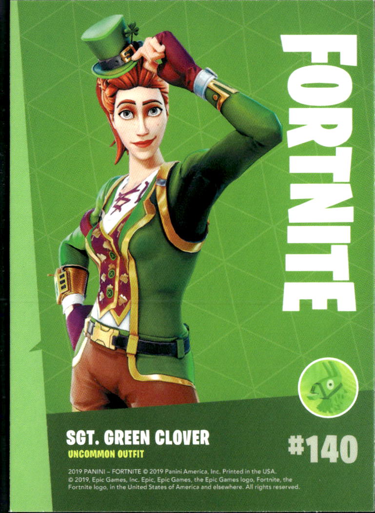 2019 Panini Fortnite #140 Sgt. Green Clover uncommon outfit