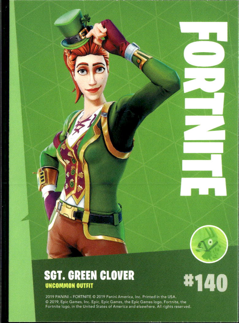 2019 Panini Fortnite #140 Sgt. Green clover uncommon outfit