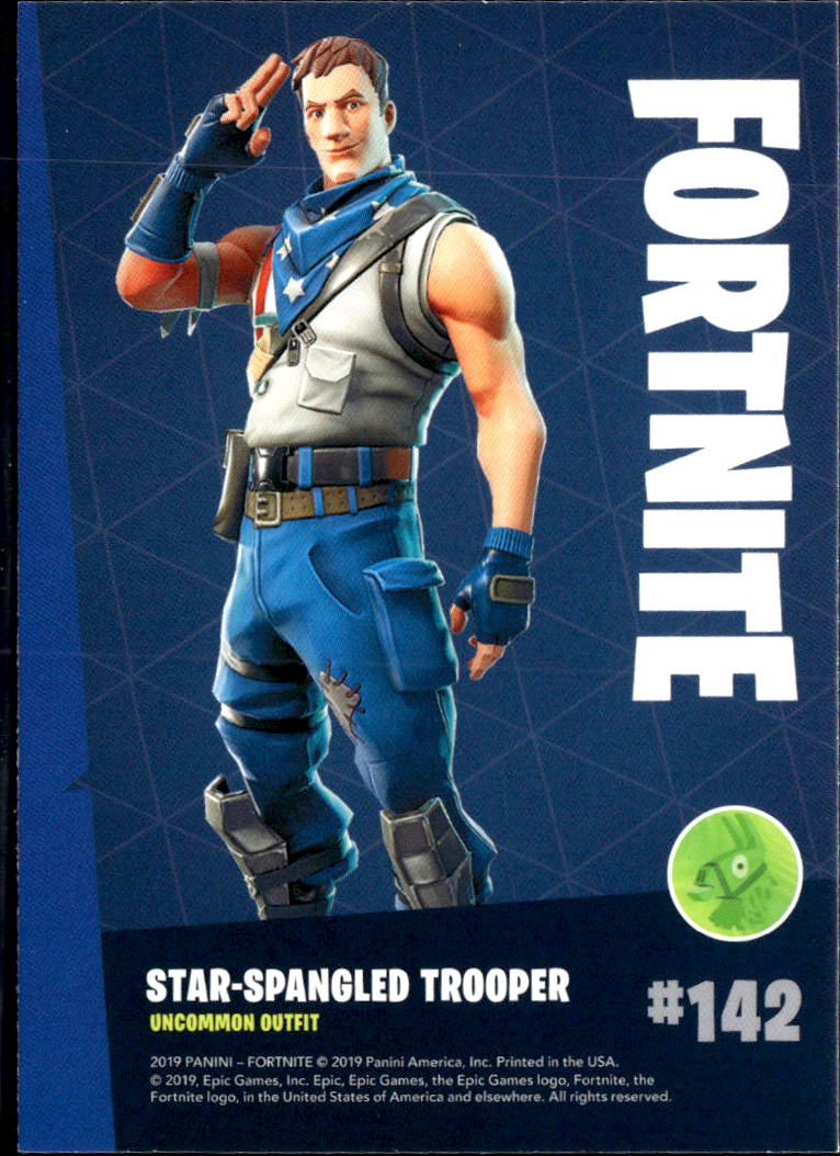 2019 Panini Fortnite #142 Star spangled trooper uncommon outfit