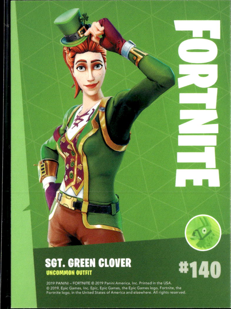 2019 Panini Fortnite #140 Sgt. Green clover uncommon outfit