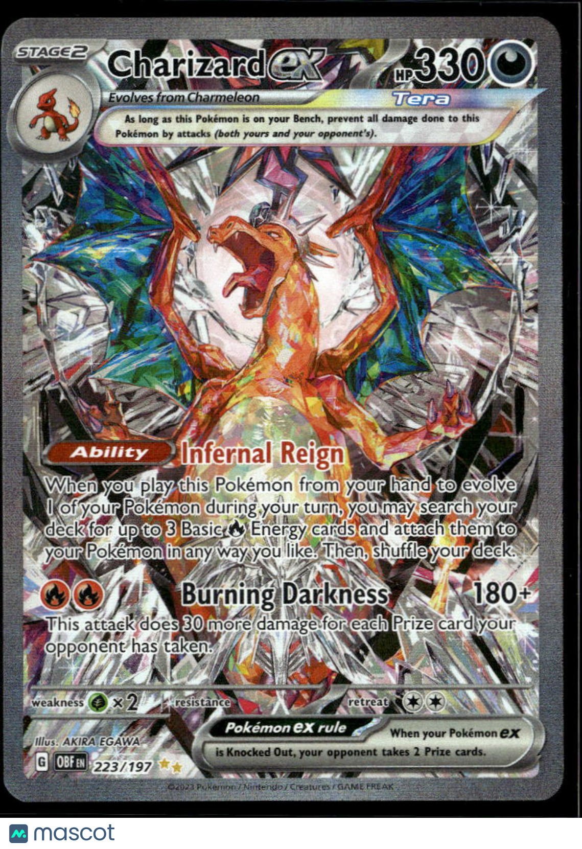 Charizard EX 2023 Obsidian Flames Holo Secret Rare SAR #223/197
