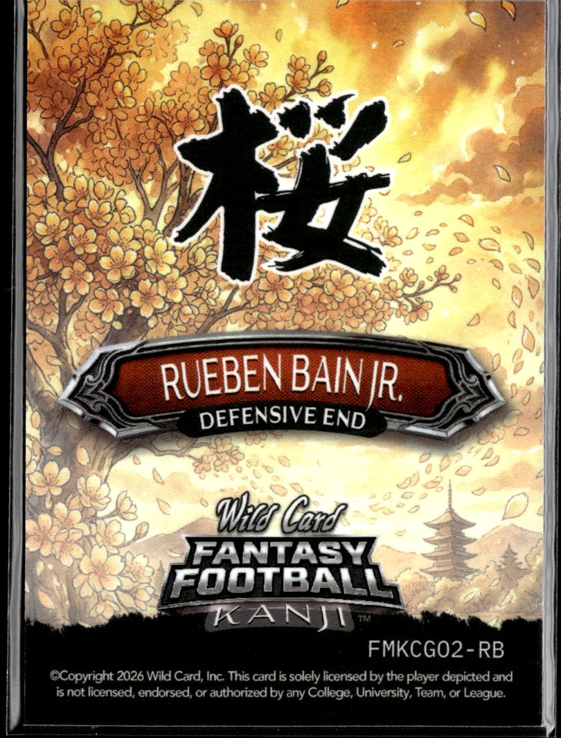 Rueben Bain Jr. 2026 Wild Card Rookie RC Kanji /2 Miami Hurricanes