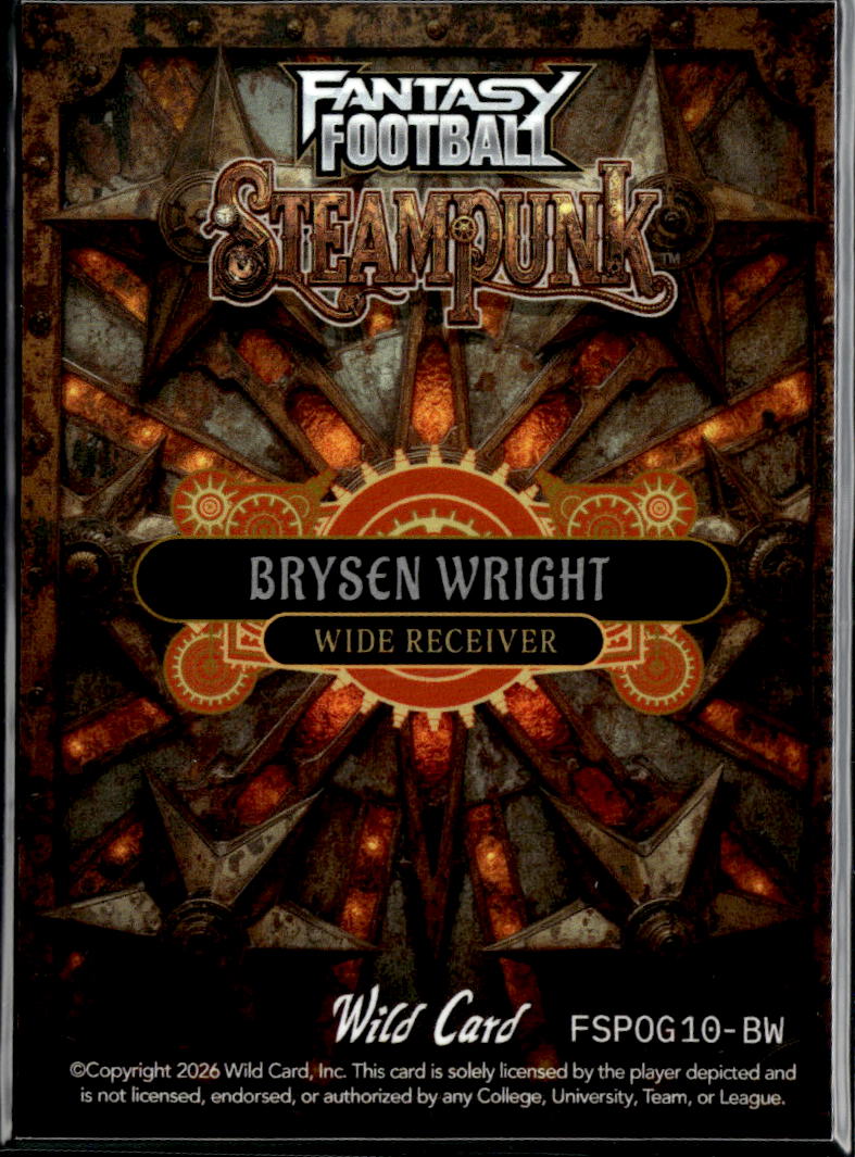 Brysen Wright 2026 Wild Card FRookie RC Steampunk /8