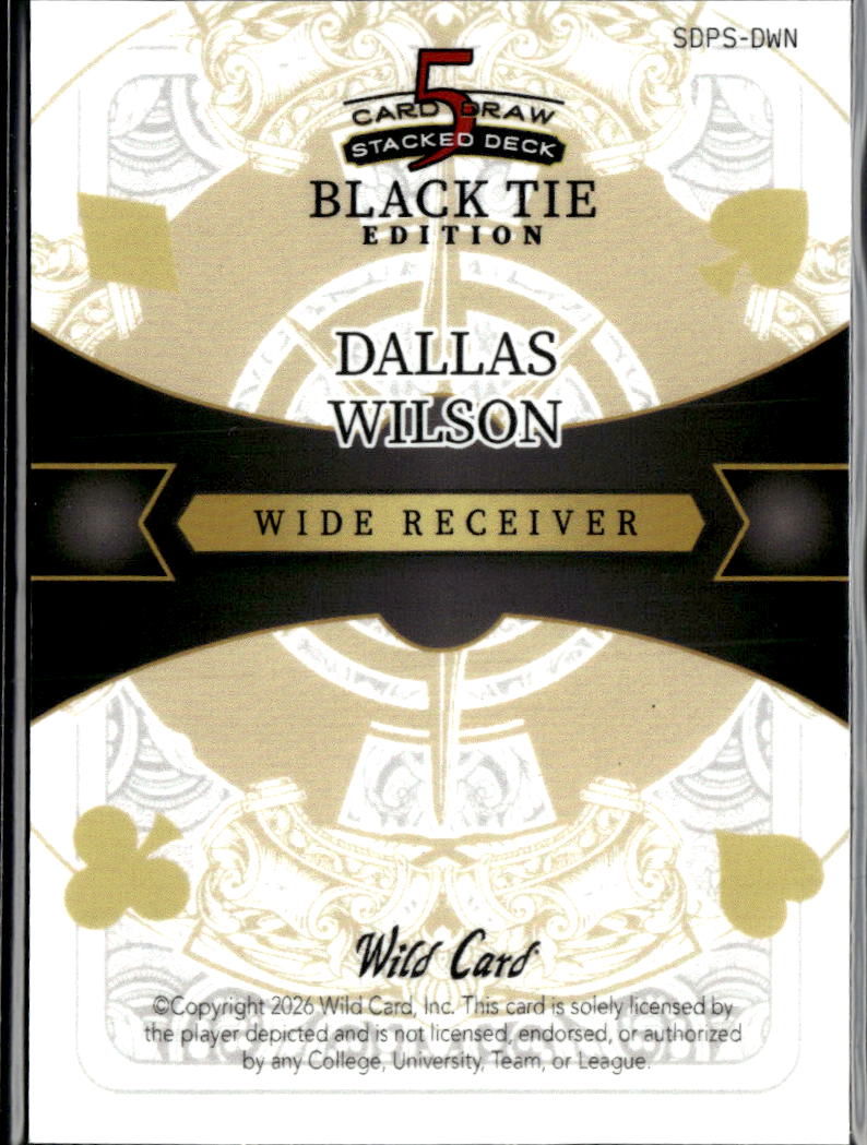 Dallas Wilson 2026 Wild Card 5 Rookie RC Black Tie Edition 1/2