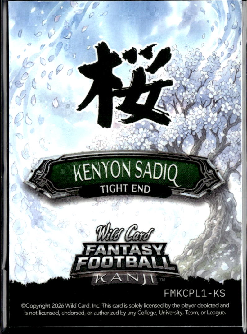 Kenyon Sadiq 2026 Wild Card Rookie RC 1/1 Oregon Ducks