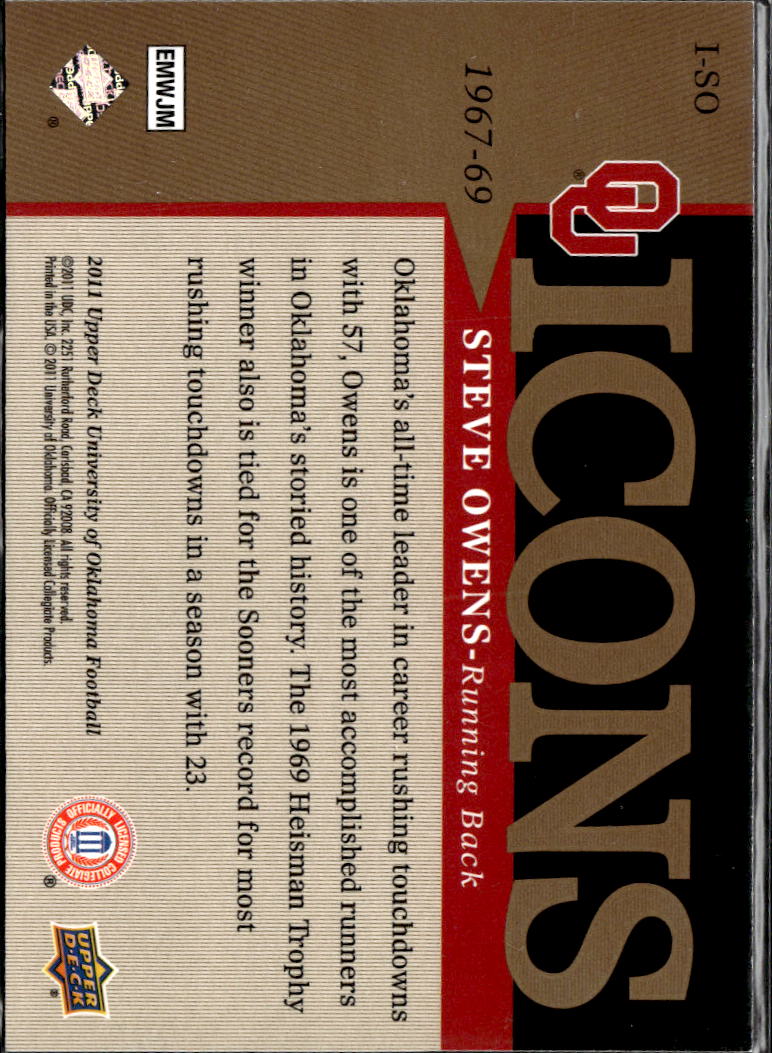 Steve Owens 2011 Upper Deck Icons Oklahoma Sooners