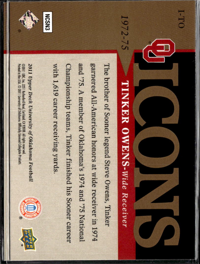 Tinker Owens 1972 Upper Deck University of Oklahoma Icons Oklahoma Sooners