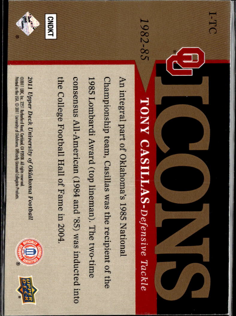 Tony Casillas 2011 Upper Deck Icons Oklahoma Sooners