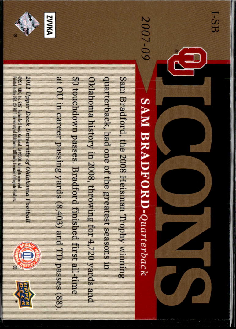 Sam Bradford 2011 Upper Deck Icons Oklahoma Sooners
