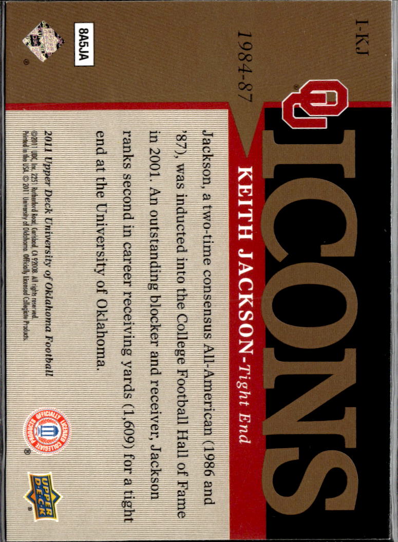 Keith Jackson 2011 Upper Deck Icons Oklahoma Sooners