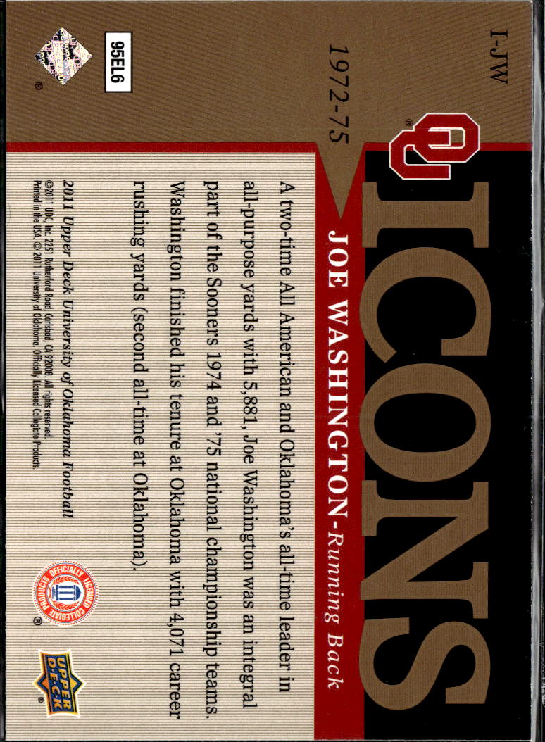 Joe Washington 2011 Upper Deck Icons Oklahoma Sooners