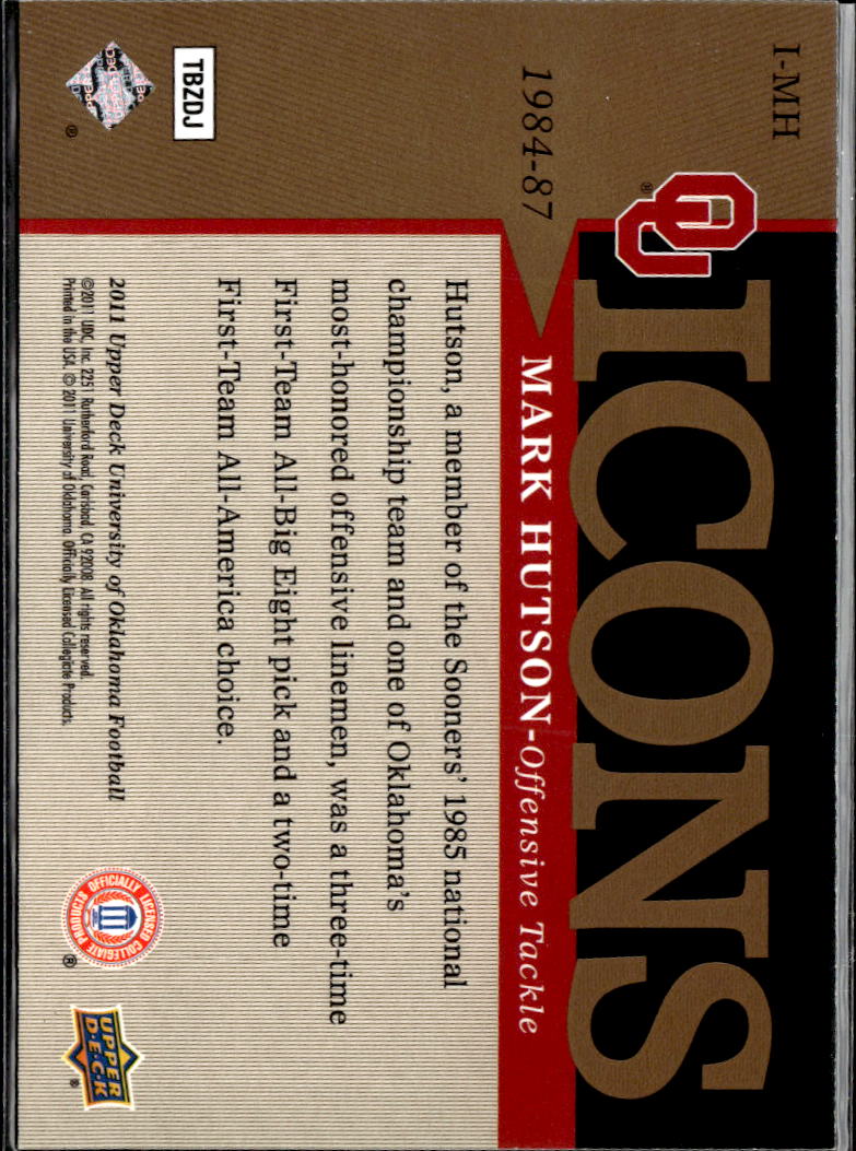 Mark Hutson 2011 Upper Deck Football Icons Oklahoma Sooners