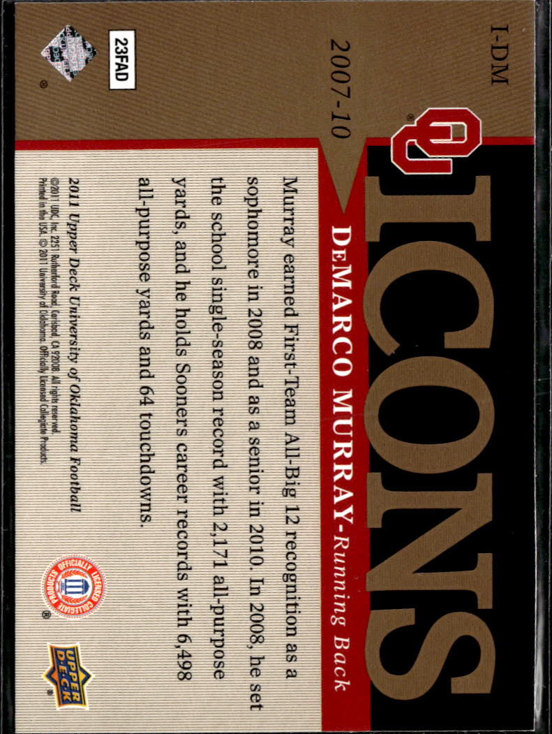 DeMarco Murray 2011 Upper Deck Icons Oklahoma Sooners