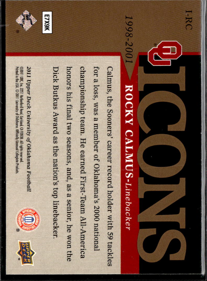 Rocky Calmus 2011 Upper Deck Icons Oklahoma Sooners