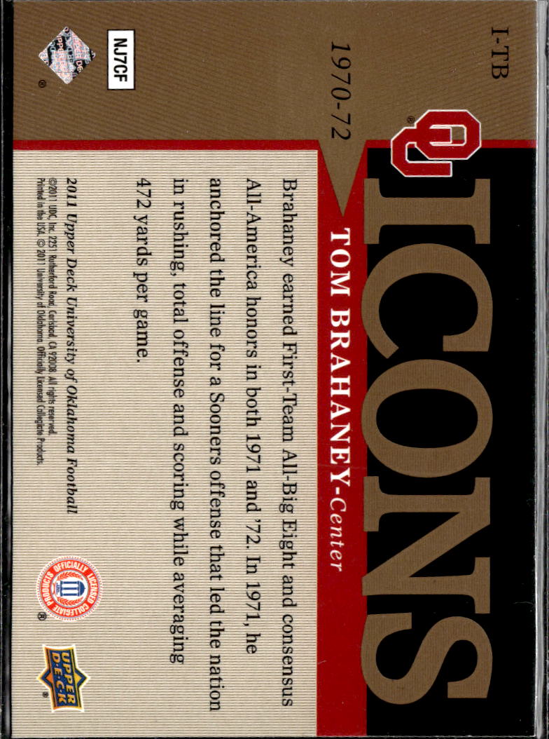 Tom Brahaney 2011 Upper Deck Icons Oklahoma Sooners