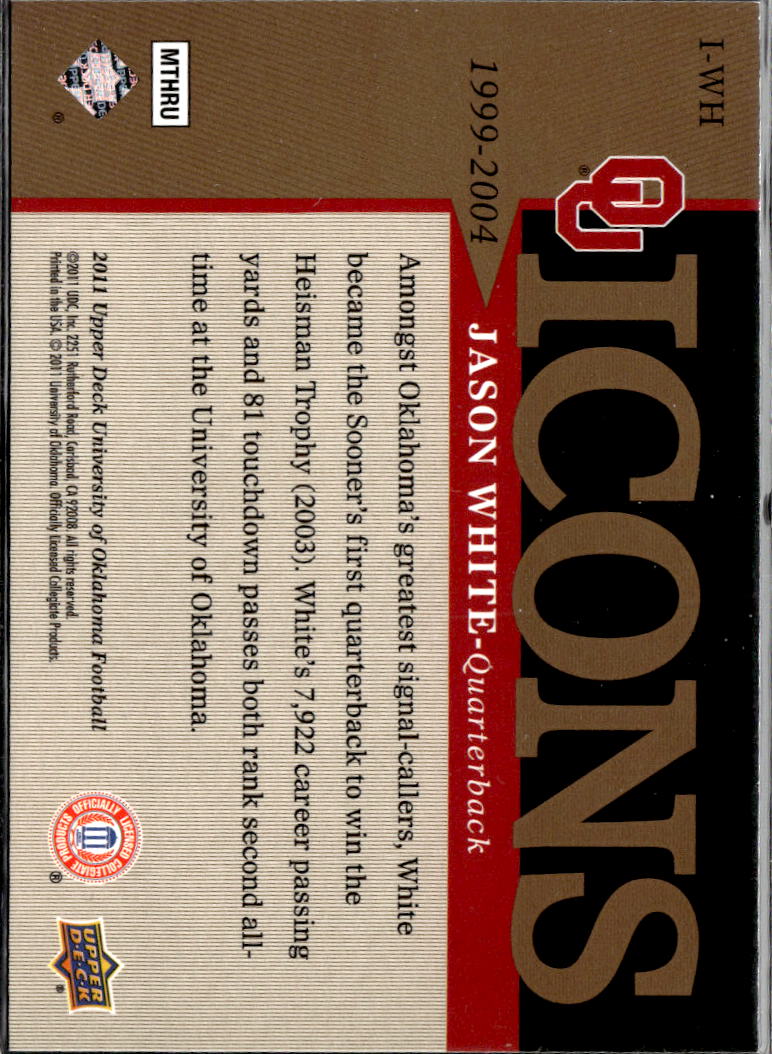 Jason White 2011 Upper Deck Icons Oklahoma Sooners