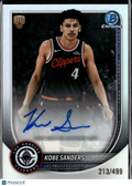 Kobe Sanders 2025 Bowman Chrome Auto Autograph RC 213/499 Los Angeles Clippers