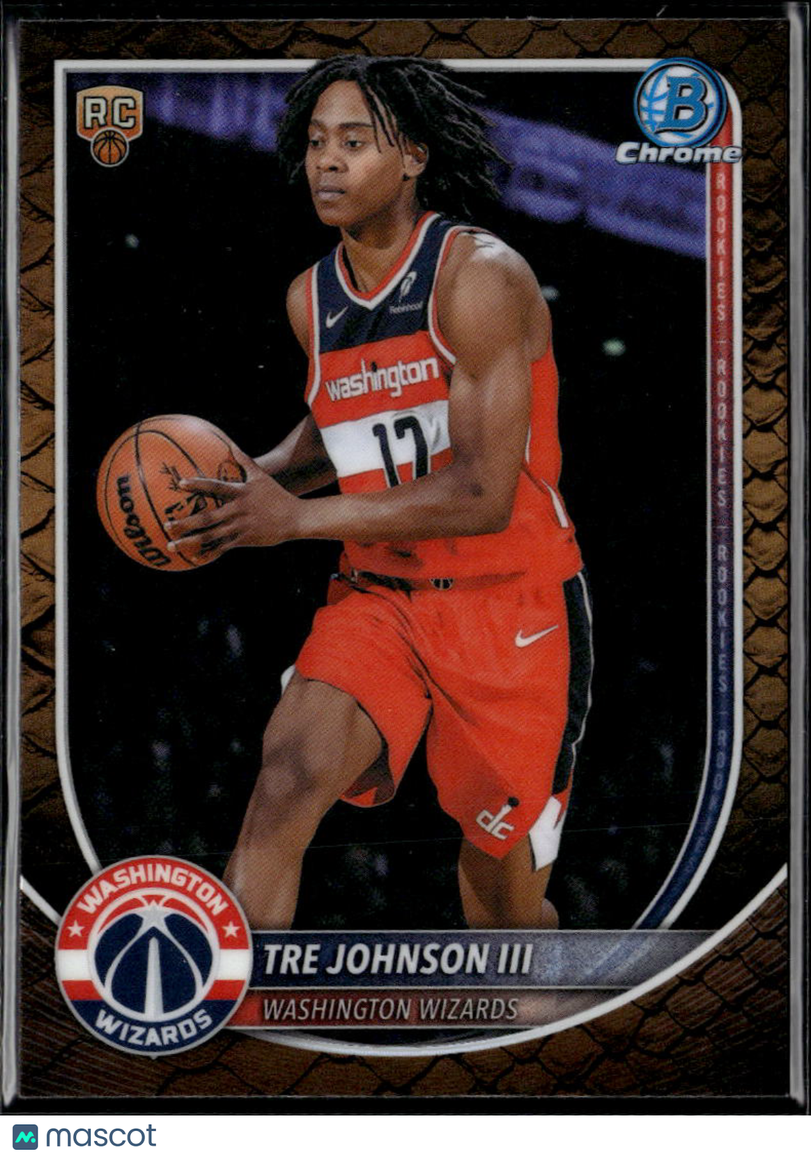 Tre Johnson III 2025 Bowman Chrome Reptilian RC Washington Wizards