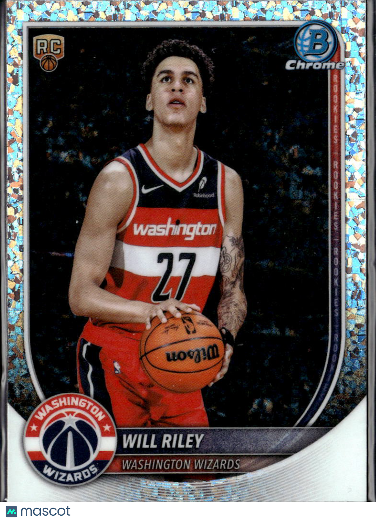 Will Riley 2025 Bowman Chrome Mini Diamond Rookie RC Washington Wizards