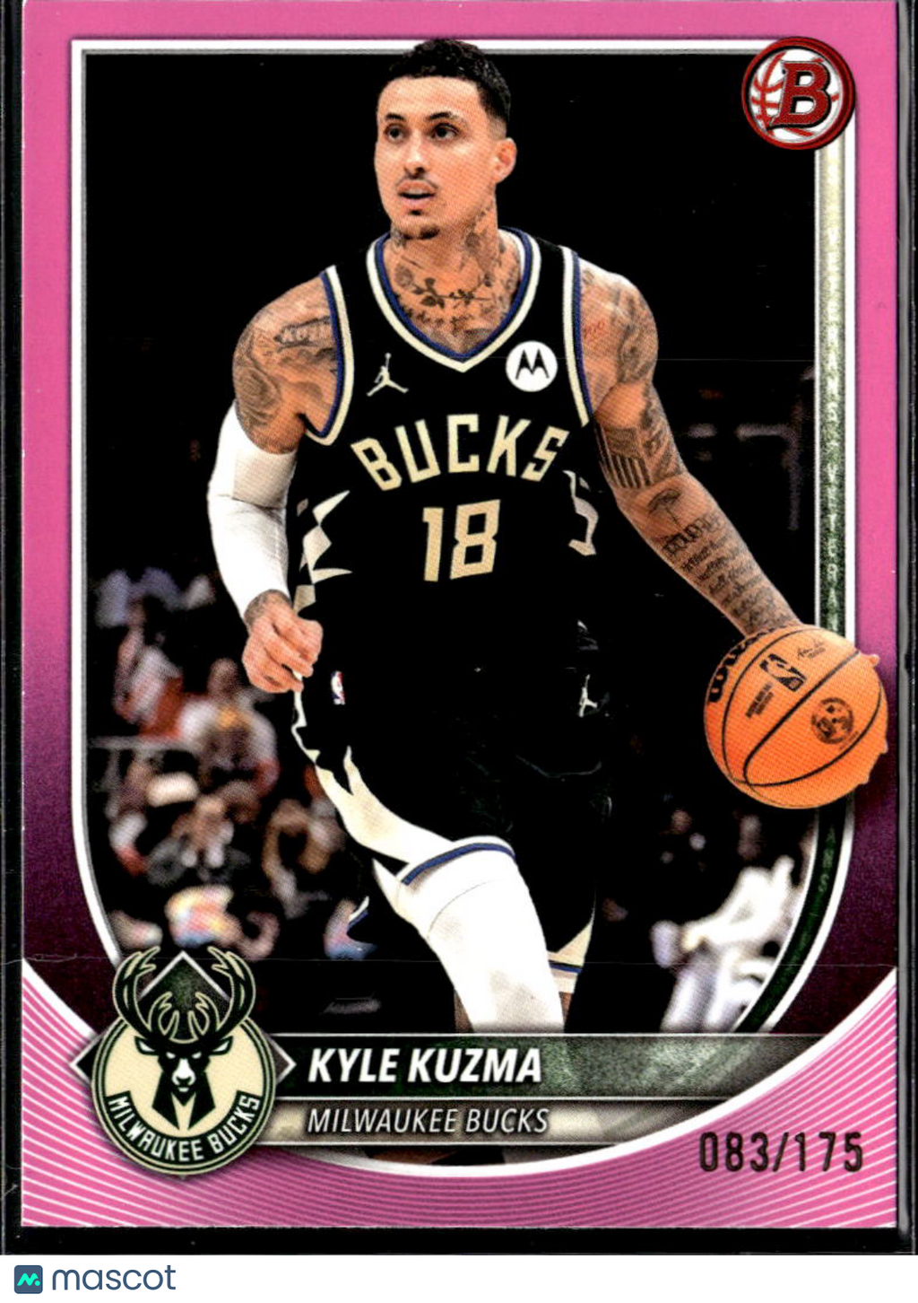 Kyle Kuzma 2025 Bowman Pink 83/175 Milwaukee Bucks