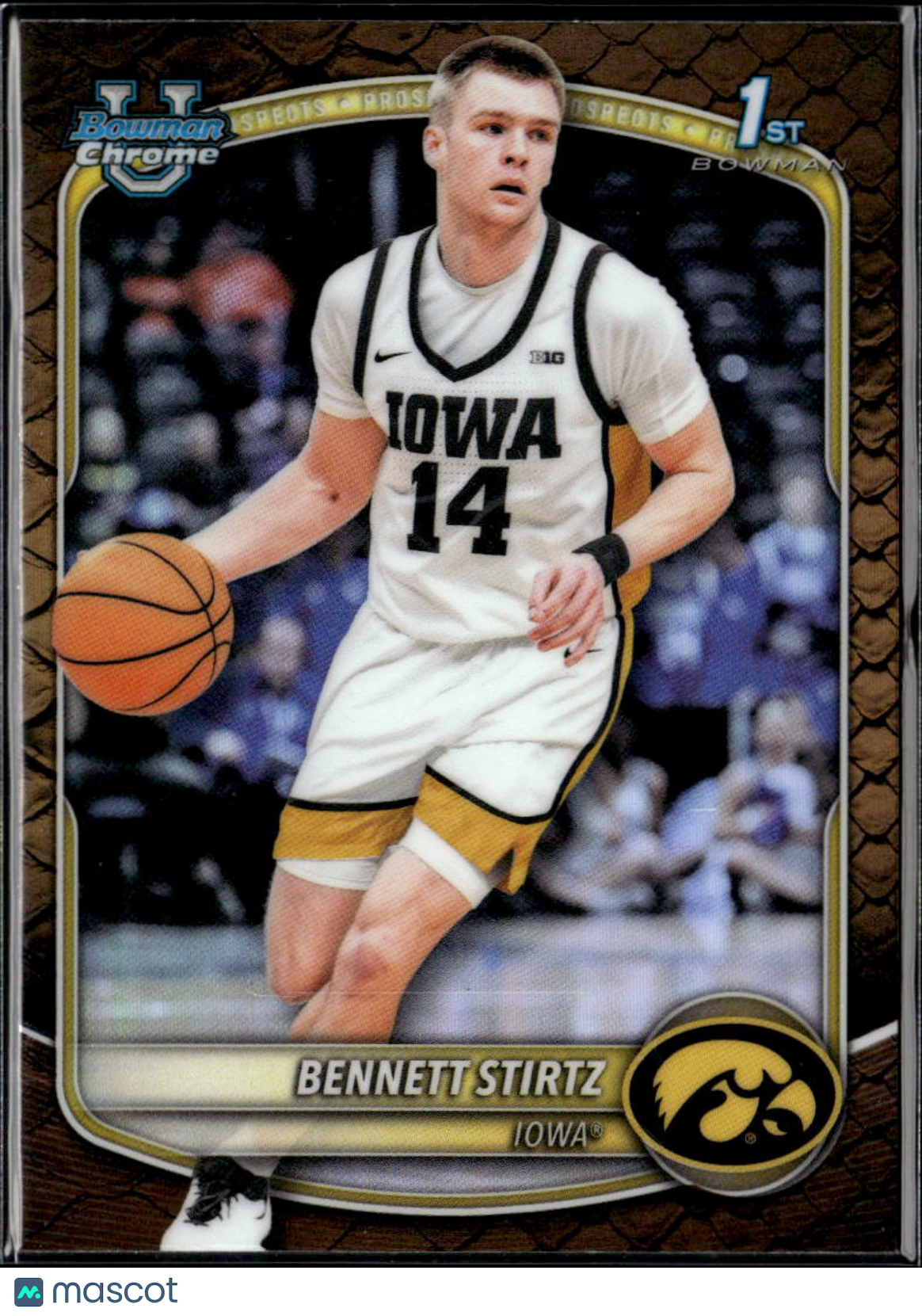 Bennett Stirtz 2025 Bowman Chrome 1st Reptilian Refractor Iowa Hawkeyes