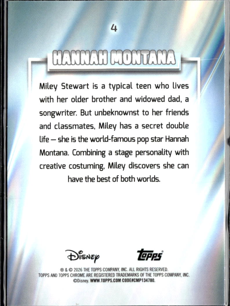 Hannah Montana Miley Cyrus 2026 Topps Chrome Card #4