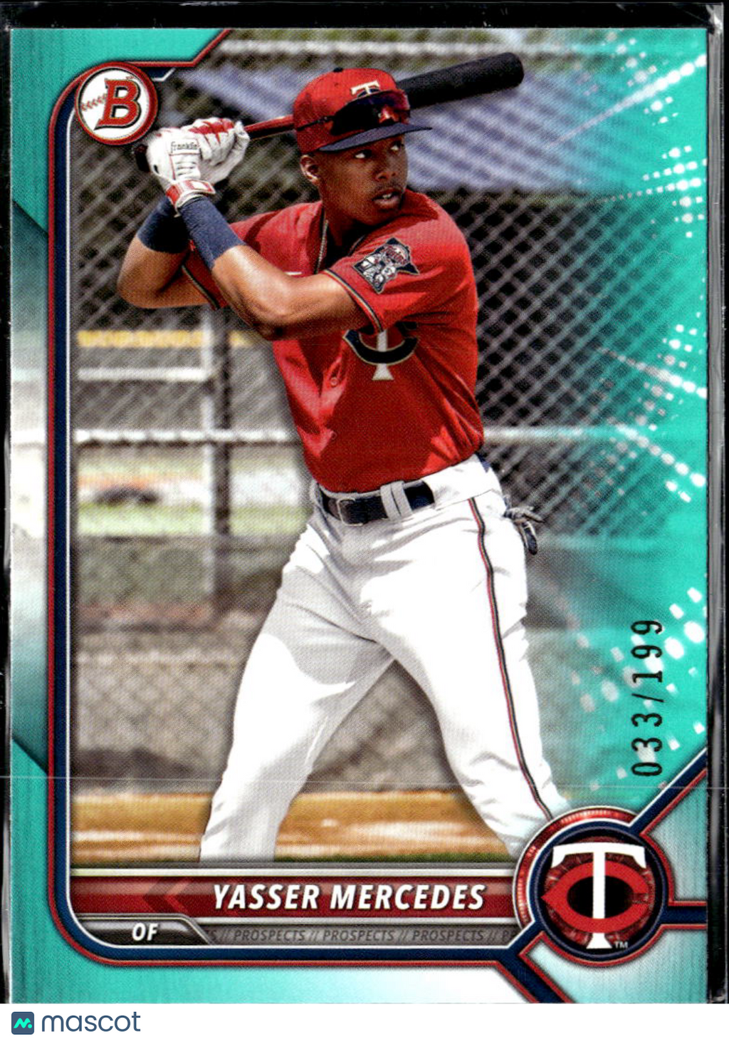 Yasser Mercedes 2022 Bowman Draft Aqua /199 Minnesota Twins