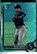Noelvi Marte 2022 Bowman Chrome Aqua Mojo Refractor /225 Seattle Mariners