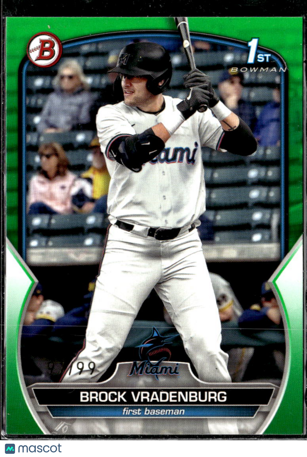 Brock Vradenburg 2023 Bowman Draft 1st Green /99 Miami Marlins