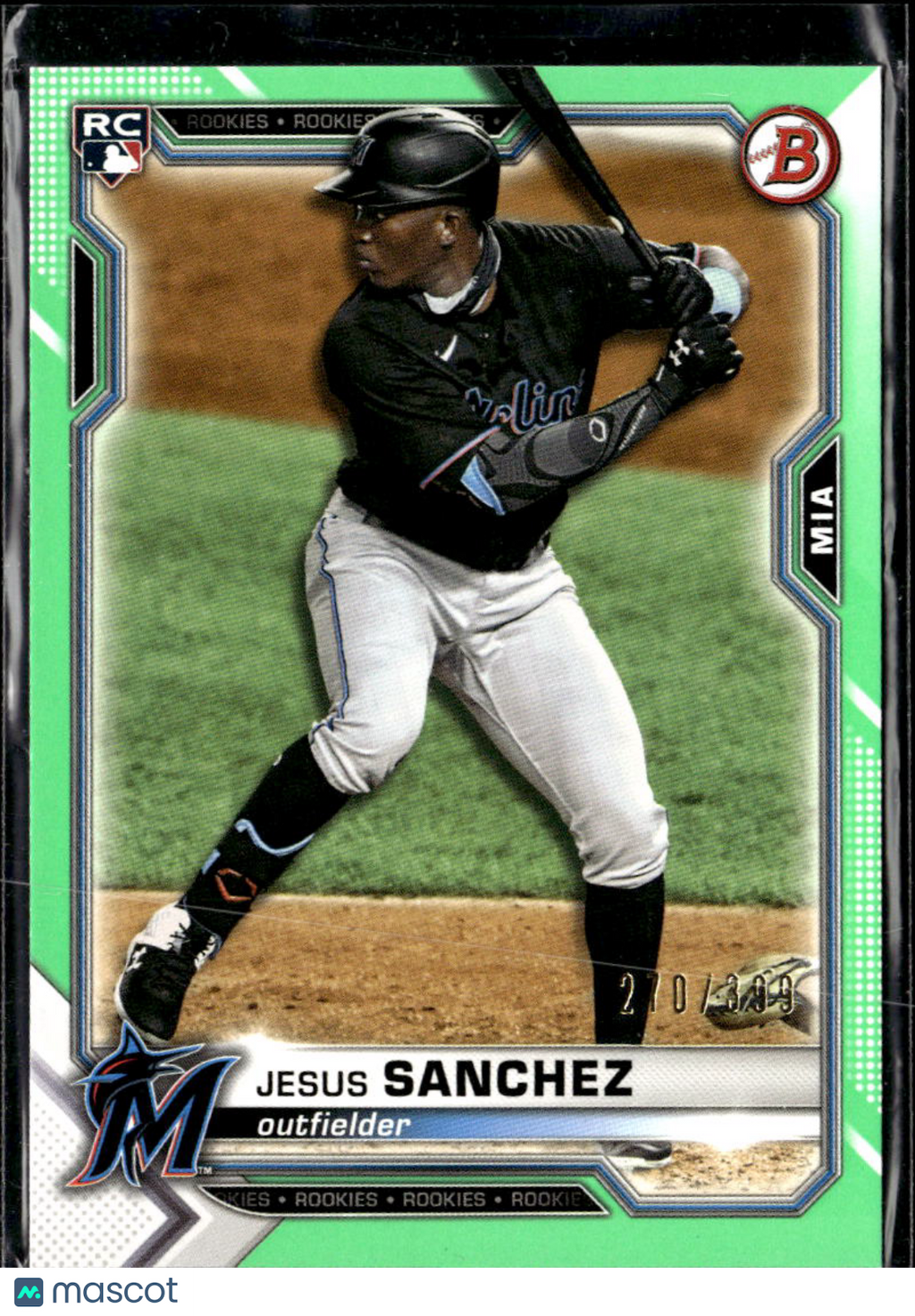 Jesus Sanchez 2021 Bowman Chrome RC Green Rookie 270/399 Miami Marlins