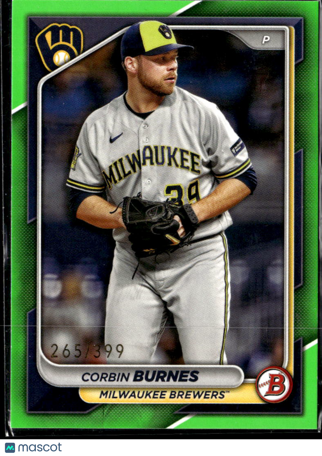 Corbin Burnes 2024 Bowman Green /399 Milwaukee Brewers