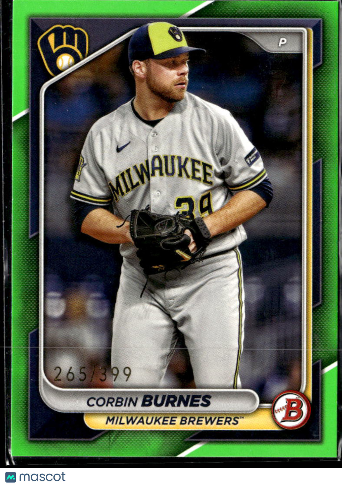 Corbin Burnes 2024 Bowman Green /399 Milwaukee Brewers